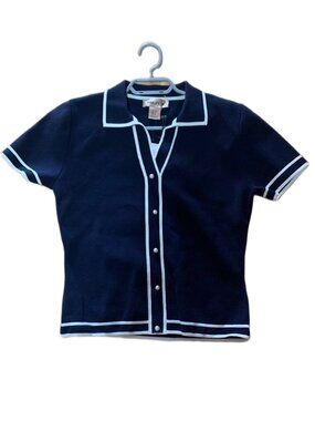 Bailey/44 NWT Navy Contrast Trim Top Size M — Minimalist / Quiet Luxury